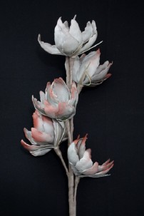 28.5" H CORAL AND GREY BLOOM [FF2383]